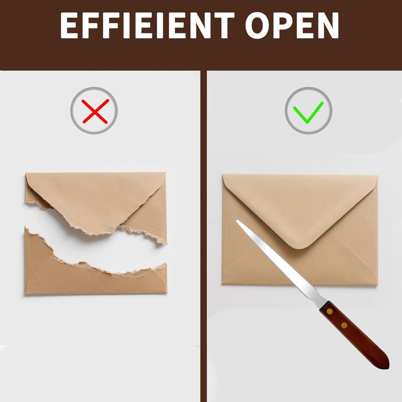 MCSDFN 4Pcs Letter Openers with Wood Handle, Stainless Steel Letter Opener Envelope Slitter Hand Mail Opener Tool Letter Knives for Office Home School Box Supplies - Image 4